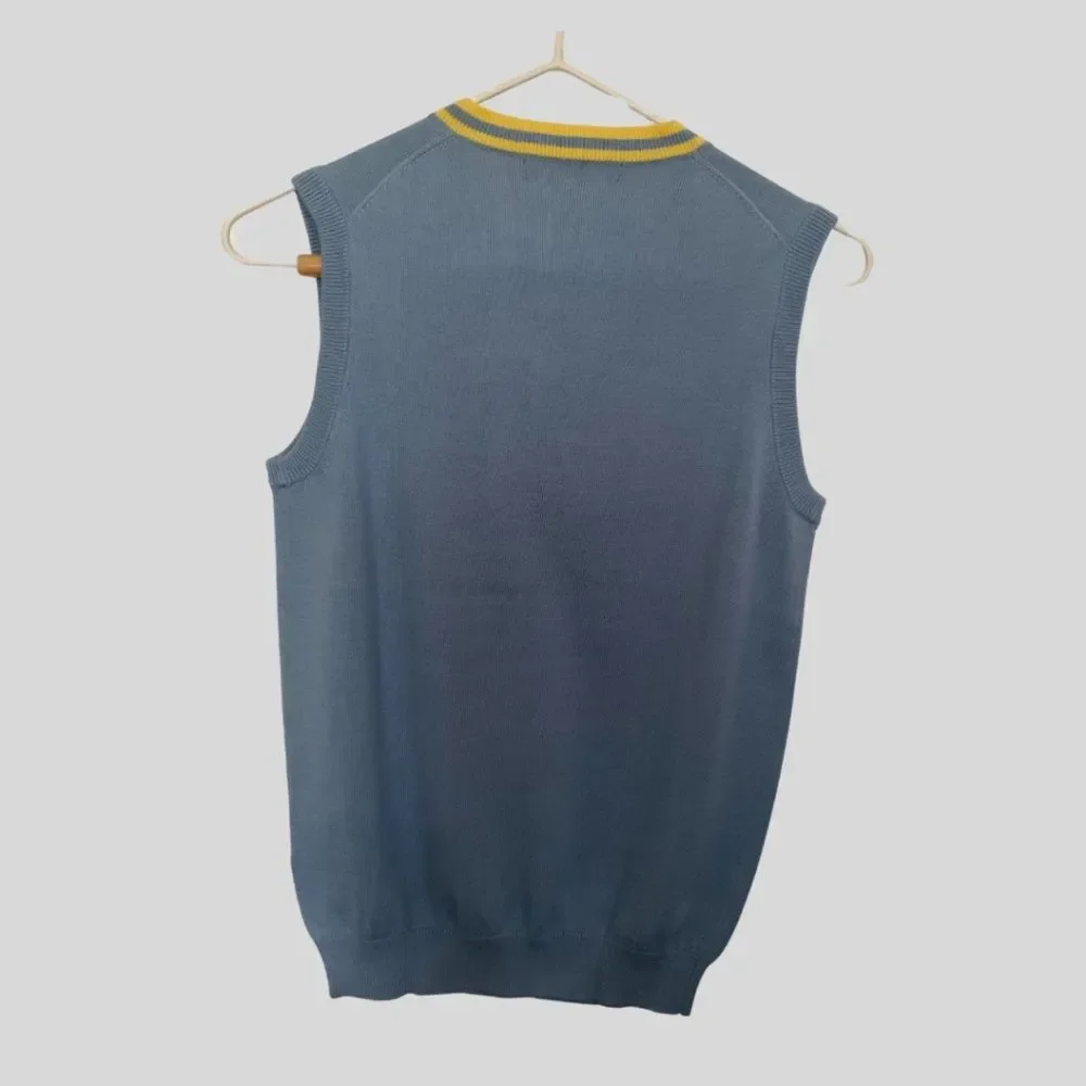 Brooks Brothers Boy's Cotton Vest Light Blue Yellow, Size M NWT Preppy Academia